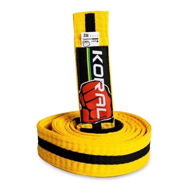 Imagem de Faixa Jiu-Jitsu Amarela com Listra Preta Infantil Koral-Unissex