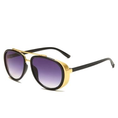 Imagem de Óculos de sol retrô à prova de vento, estilo steampunk, redondo, clássico, UV400, masculino e feminino (C10)