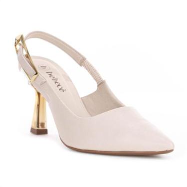 Imagem de Scarpin Bebecê Slingback Salto Médio Flare Creme - Feminino (amostra) 
