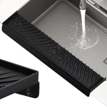 Imagem de TIKNIK Protetor contra respingos de pia de cozinha com ventosa, protetor de borda de pia de silicone, protetor de respingos de água, 10 x 50 cm ajustável DIY, aço inoxidável de cozinha/granito/quartzo