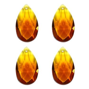 Imagem de PATIKIL Pingentes de cristal K9, contas de gota, pacote com 4 peças de prismas de lustre de 38 mm, contas penduradas, lâmpada DIY para decoração de artesanato, âmbar