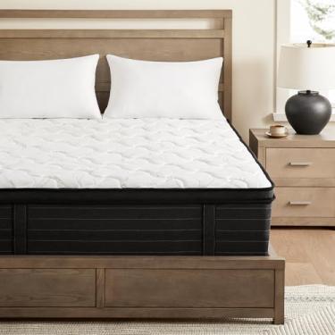 Imagem de Colchão King Size 35,5 cm - Colchão híbrido de espuma viscoelástica para alívio de pressão e isolamento de movimento - Colchão King médio firme com bobinas de bolso, capa de bambu respirável,