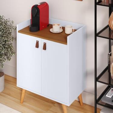 Imagem de Comprar Móveis em Casa, Aparador Armario Buffet Cantinho do Café 2 portas Pés Palito e prateleira Lilian cor Branco/freijó