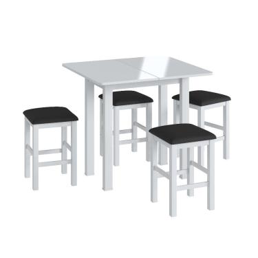 Imagem de Conjunto Mesa Dobrável 4 Banquetas Estofadas Baixas Móveis Canção