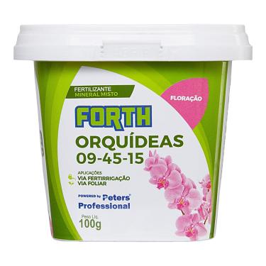 Imagem de Adubo Forth Orquídeas Floração, Fertilizante Mineral, NPK 09-45-15, Powered by Peters, Balde, 100g