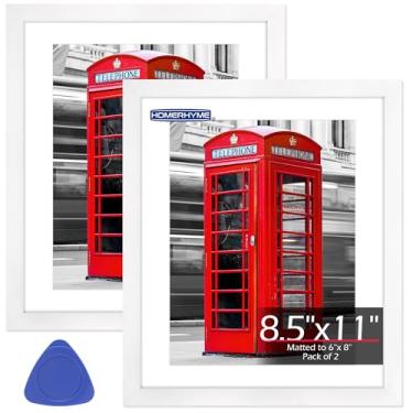 Imagem de HOMERHYME Molduras para fotos, moldura de diploma, 20 x 27 cm, molduras brancas para pôsteres com acrílico transparente, moldura de certificado para pendurar na parede de 21 x 28 cm para colagem