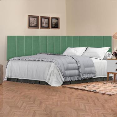 Imagem de Cabeceira Cama Box casal 140 cm suspensa estofada em L - D&V, Verde Me