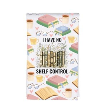 Imagem de MBMSO Toalha de estante floral I Have No Shelf Control Book Lover Gift for Women Bookish Decor Bookworm Bibliophiles Gift Towel (Bookshelf TW)