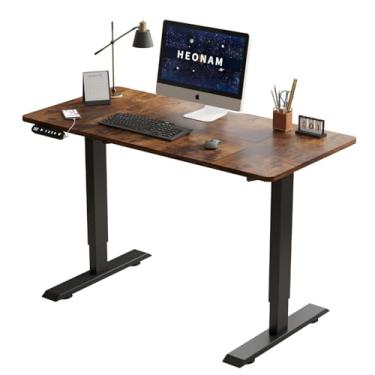 Imagem de HEONAM Mesa elétrica de 122 cm com porta de carregamento USB, mesa de suporte ajustável em altura com predefinições de memória, mesa espaçosa e moldura de metal resistente para escritório em casa