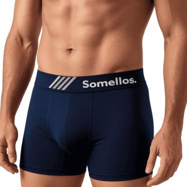 Imagem de Cueca Boxer Somellos Masculina Microfibra Premium Anatómica Confortável Azul, Branca e Preta