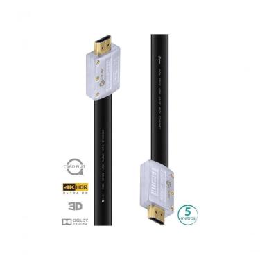 Imagem de Cabo Hdmi 2.0 4k Ultra Hd 3d Conexão Ethernet Flat Com Conector Desmontável 5 Metros - H20fl-5