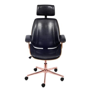 Imagem de Cadeira Presidente Bergen Giratória - Preta | Rose Gold