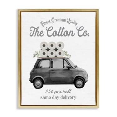 Imagem de Stupell Industries Cotton Co Papel Higiênico Entrega Ouro Emoldurado Tela Flutuante Design de Arte de Parede por Lettered and Lined, 30 x 25