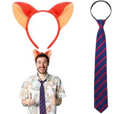 Imagem de JcHrmers 2 Pcs Fox Costume Include Fox Ears Headband and Tie for Men Women Halloween Animal Character Dress Up