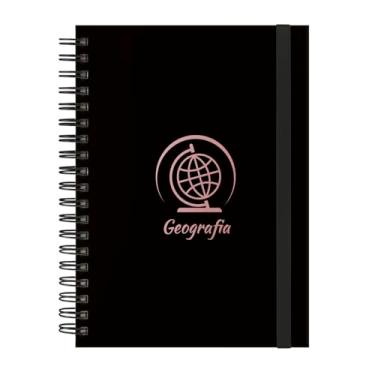 Imagem de Caderno Colegial Plus 12 Matérias Profissões Geografia (Preto e Rosê)