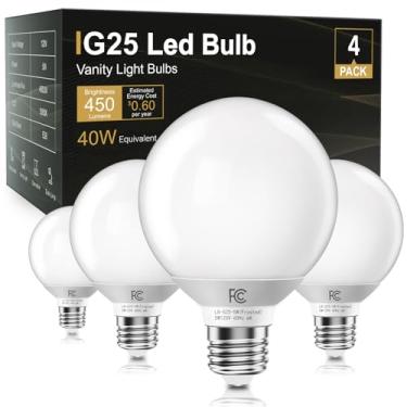 Imagem de TJOY Lâmpadas Globo LED G25, Lâmpada Vanity para Banheiro Equivalente a 40W, Base E26 Branca de Luz do Dia 5000K, Lâmpada Decorativa Redonda para Espelho de Maquiagem, CRI85+, 450LM, Não Regulável, UL