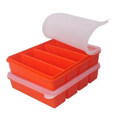 Imagem de Moldes de silicone para cubos de gelo amplamente utilizados, 2 pacotes, bandeja de cubos de gelo para uísque, molde de manteiga, moldes de freezer para sopas e molhos (pacote com 2 laranjas)