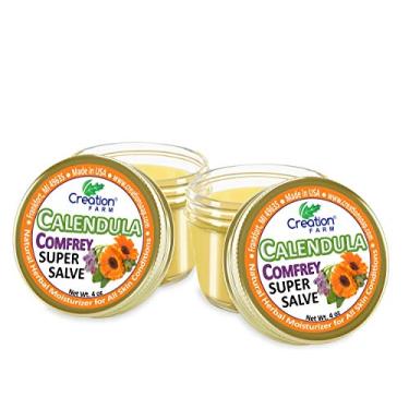 Imagem de Creation Farm Calendula Comfrey Super Salve 227 g (frascos de 56,7 a 113 g) suaviza a calcinha de bebê, creme para as mãos para pele seca e rachada, tatuagens e barbas cultivadas e feitas nos EUA a