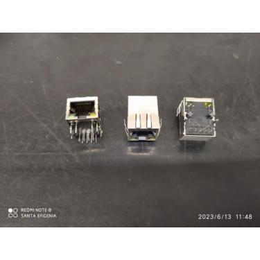 Imagem de 2x Conector Rj45 Blindado Com Led Femea 90 Trje160genl