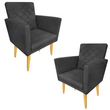 Imagem de Kit 02 Poltronas Maitê Suede Grafite para leitura - JBF