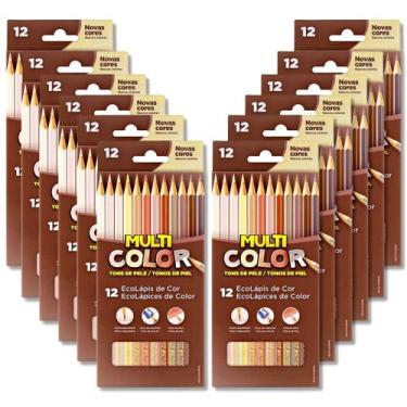 Imagem de Kit 12 caixas de lápis de cor Tons de Pele Multicolor EcoLápis com 12 