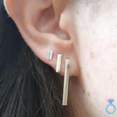 Imagem de Kit 3 Brincos Feminino Palito Em Prata Lei 925  Garantia - Isa Roncari