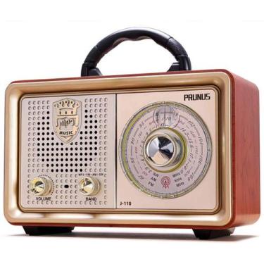 Imagem de Rádio vintage retrô portátil PRUNUS J-110 AM FM de ondas curtas