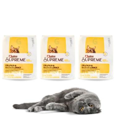 Imagem de Kit 3 Pacotes Da Ração Quatree Supreme Para Gatos Castrados Frango e B