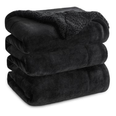 Imagem de Manta Bedsure Sherpa Fleece King Size 274x228cm preta