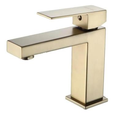 Imagem de Torneira monocomando banheiro quadrada bica baixa dourado fosoc - DECK