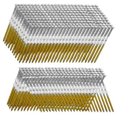 Imagem de SITLDY Pregos de moldura de 21 graus, 500 unidades, haste lisa de 8,5 cm x 0,332 cm, cabeça redonda completa galvanizada a quente, para pregador elétrico pneumático de 20 a 22 graus