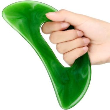 Imagem de Ferramenta de massagem Gua Sha BBTO com alça de resina verde