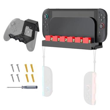 Imagem de EEEKit Suporte de parede para Nintendo Switch 2 2025, suporte de parede de metal com 2 ganchos Joy-Con e 12 compartimentos para cartão de jogo, preto