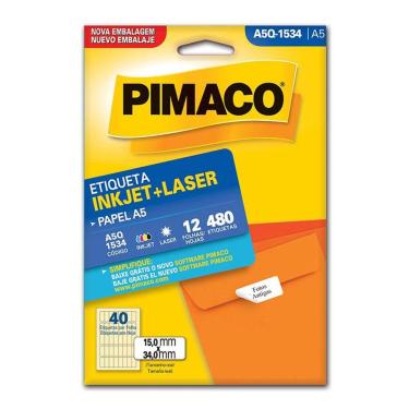 Imagem de Etiqueta inkjet/laser A5Q1534 c/ 12 fls Pimaco
