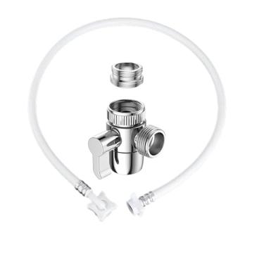 Imagem de Mangueiras para máquina de lavar, conexão de entrada de água portátil e linha de suprimento, (cotovelo de 90 graus), conexão rápida, válvula divisora mangueira portátil para máquina de lavar roupa 2M