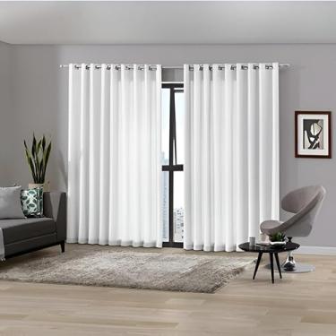 Imagem de Cortina Duplex Gaze Linho/Forro Poliester 4,2mx2,5m P/varão Cor Branco