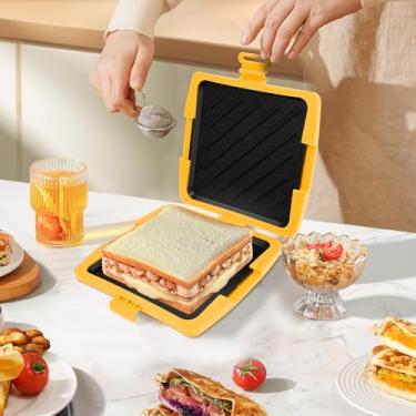 Imagem de Sanduicheira de micro-ondas, sanduicheira, sem fio, torrada, antiaderente, lavável na lava-louças, para casa, viagem, escritório, dormitório (laranja)