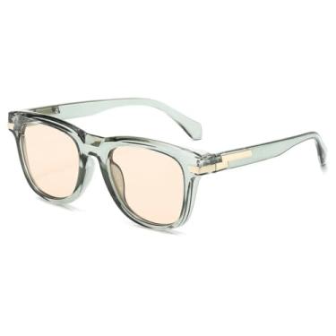 Imagem de Óculos de sol masculinos populares, retrô, degradê, UV400, feminino, punk, tendência (verde champanhe)