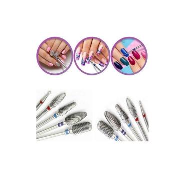 Imagem de Kit 5 Brocas Tungstênio Profissional Unha Gel Manicure