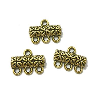 Imagem de 20 peças Colar Conector Joias Acessórios Cordão Pulseira Camada Fivela Pingente Bails Tassel Lustre Brincos de gota Correntes Etiquetas Berloques (15 mm 3 Orifícios, Ouro), Antique Gold, 15mm 3 hole, 1