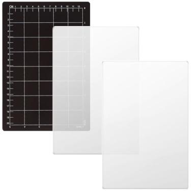 Imagem de 3 peças de almofadas de corte transparentes, conjunto de almofadas de matriz, conjunto reutilizável de calço magnético e acrílico, placa de corte de matriz, máquina de gravação em relevo, acessórios