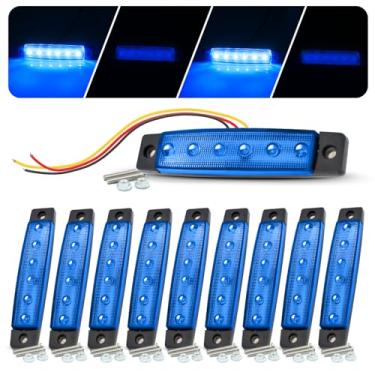 Imagem de MADCATZ 10 peças de 9,7 cm azul 6 luzes de LED laterais piscantes, lâmpadas de liberação de linha fina SMD ultra brilhantes 2835 SMD para caminhão, reboque, barco, trailer, caminhão, ATV 12V DC versão