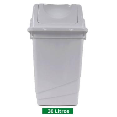 Imagem de Lixeira Basculante 30 Litros Branca Fortcom