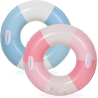 Imagem de Tubos de piscina - 2 peças boias infláveis de piscina para adultos, boias infláveis para piscina, jangada, festa, água, verão, praia, espreguiçadeira, artigos de festa (conjunto de alças, 76 cm)