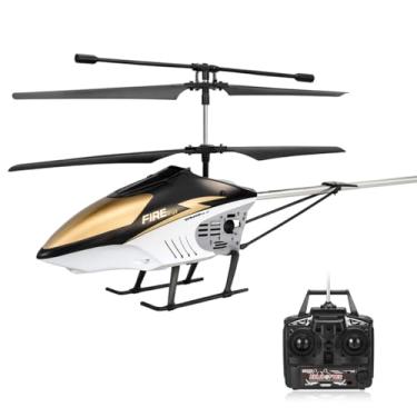 Imagem de Helicóptero de Controle Remoto Grande 80cm RC – 2.4G 3.5CH, Bateria Recarregável, Drone Brinquedo Durável para Crianças e Adultos, Modelo UAV, Uso ao Ar Livre (Branco com Dourado)