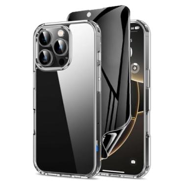 Imagem de Capa Capinha Clear Case Transparente Resistente a Risco e Anti Impacto + Película Protetor Tela Cerâmica Fosca Privacidade Para iPhone (iPhone 16 Pro)