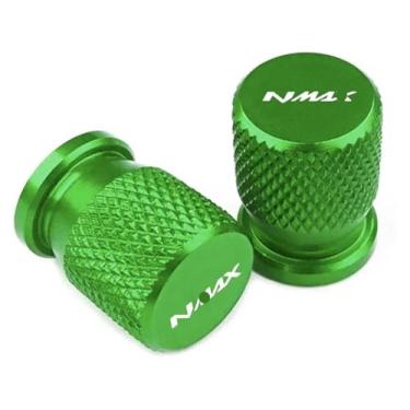 Imagem de 2 peças de alumínio CNC válvula de pneu tampa de porta de ar acessórios de motocicleta compatíveis com Y&AMAHA Nmax N-max 125 155 2017 2018 2019 2020-2023 (verde)