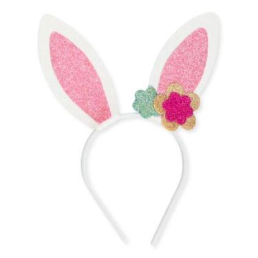 Imagem de Tiara De Coelho Páscoa Eva Com Gliter Branco