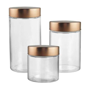 Imagem de Jogo De 3 Porta Mantimentos Redondo Em Vidro - Dynasty