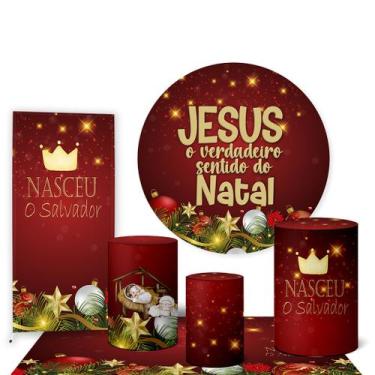 Imagem de Trio Capas Cilindro e Painel Redondo e Lateral e Tapete Natal - Fadrix